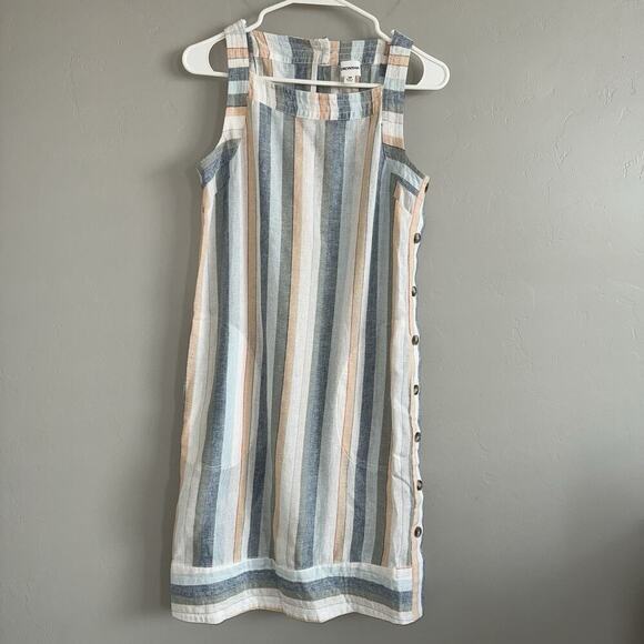 For Cynthia Womens Shift Tank Striped Linen Button Down Summer Dress Size XS - Picture 1 of 7